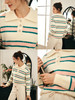 OLrain欧芮儿法式条纹毛衣女春2025年新款时尚宽松polo领套头衫 商品缩略图1