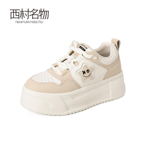 西村名物2023秋季新品女士厚底熊猫星星鞋微笑板鞋休闲舒适T23CM35781 商品图1