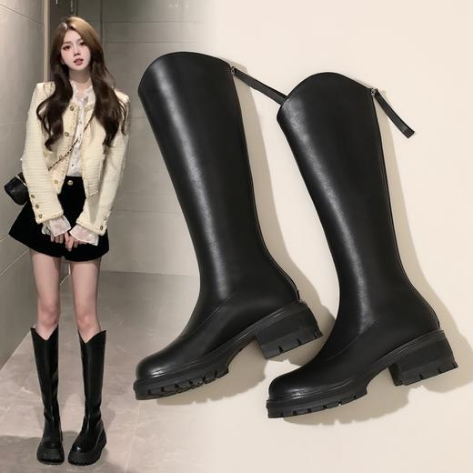 ZHR长筒靴女2023年秋季新款百搭显瘦加绒休闲飒爽加绒骑士长筒靴 商品图0