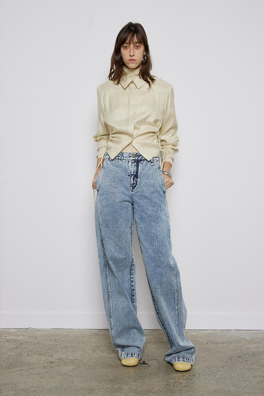 腰部抽绳短款衬衣 商品图0