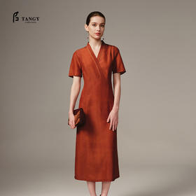 TANGY Collection天意高端精品2023商场同款女士莨绸半茛连衣裙