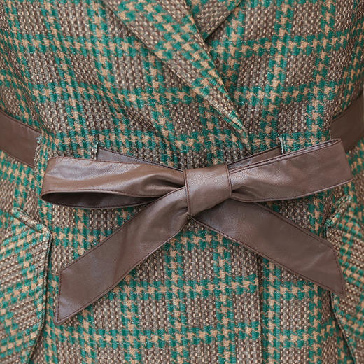 格纹中长款时髦洋气女士外套，秋冬款收腰修身优雅气质风衣QYM-XQD-2C23178-L 商品图3