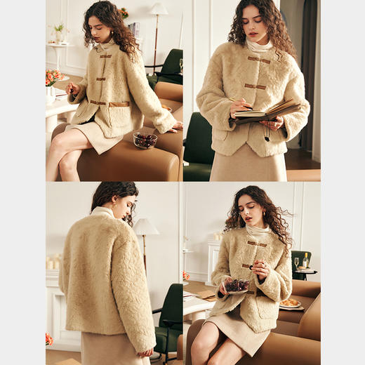 OLrain欧芮儿小香风皮草外套女春2025年新款时尚皮毛一体上衣 商品图1