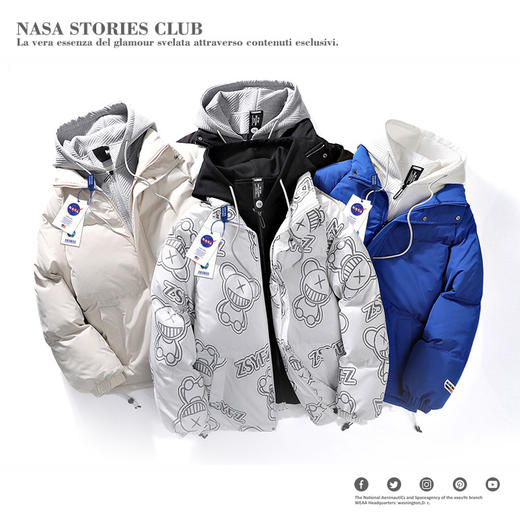 「数款可选！NASA联名棉服」男款冬季潮牌青少年高中学生棉衣羽绒服外套加厚棉袄上衣 商品图2