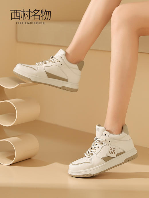 西村名物2023秋季新品百搭时尚高帮休闲板鞋运动鞋T23CM36271 商品图2