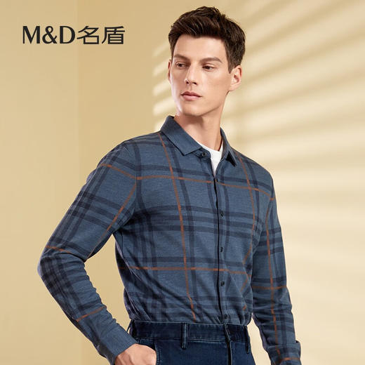 【名盾】MD名盾男士衬衫秋季商务休闲抗皱职业格纹衬衣30553 商品图3