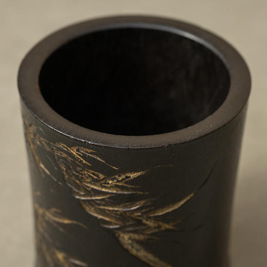 清 紫檀阴刻风竹诗文笔筒 商品图2