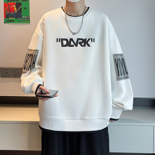 【一口价】【新款DPJ】大依优型大码印花长袖卫衣加肥加大肥佬休闲宽松透气上衣秋装打底男士胖子 商品图0