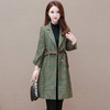 格纹中长款时髦洋气女士外套，秋冬款收腰修身优雅气质风衣QYM-XQD-2C23178-L 商品缩略图2