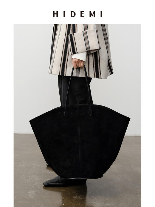 HIDEMI 麂皮VASE TOTE艺术感花瓶托特包 深棕色/黑色 商品图5