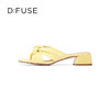 DFuse迪芙斯2023夏季新款羊皮褶皱蝴蝶结粗跟穆勒拖鞋DF32110669 商品缩略图3