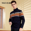 【名盾】MD名盾男士立领长袖上衣纯棉商务休闲撞色条纹针织衫11582 商品缩略图3