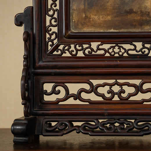 清 红木镶云石”山岗夕影“插屏 商品图3