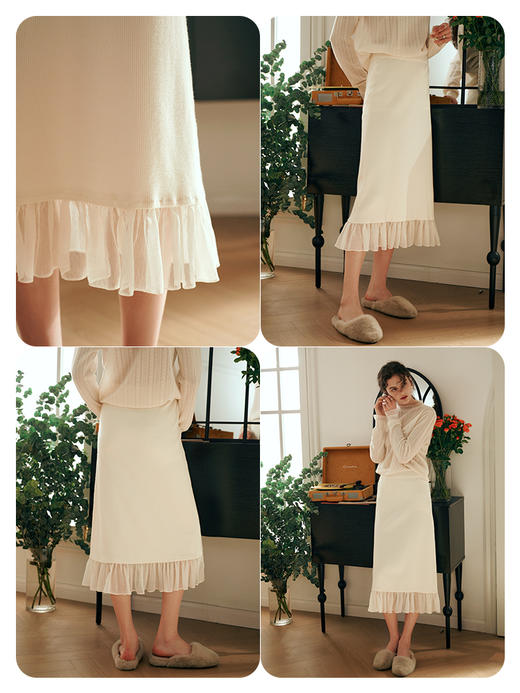 OLrain欧芮儿法式杏色半身裙女秋冬2023年新款气质百搭显瘦中长裙 商品图1