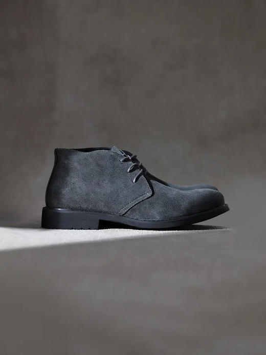 callisto深灰牛皮剖层系带短靴 FQSHC029C 商品图0