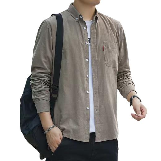 红览 纯棉灯芯绒长袖衬衫休闲百搭条绒简约衬衣外套C601 商品图4