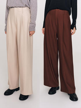 发热云朵裤 日本进口双面磨毛锁温褶裥直筒裤FB479323N