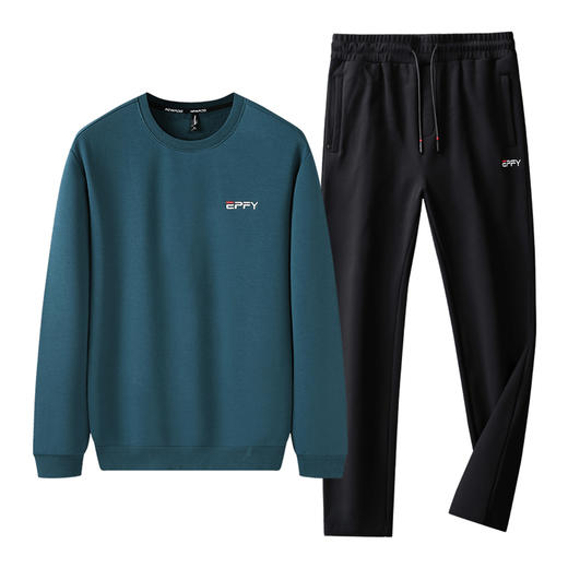 【新款DZP】大依优型大码加绒套装卫衣裤子长袖弹力加肥加大胖子上衣男士T恤肥佬打底男装保暖 商品图1