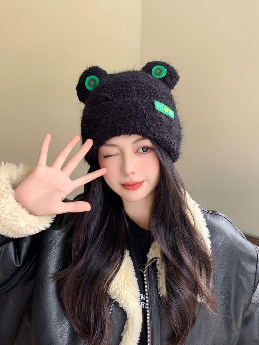 【韩版可爱小熊帽，针织帽潮显脸小！】大头围软糯可爱小熊耳朵毛绒帽，女秋冬季保暖显脸小，宽松甜美护耳帽 商品图5