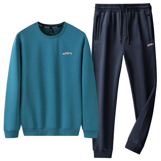 【新款DZP】大依优型大码加绒套装卫衣裤子长袖弹力加肥加大胖子上衣男士T恤肥佬打底男装保暖 商品图3