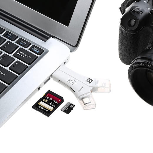 沣标（FB）苹果lightning安卓Type-C手机电脑TF/SD存储卡多功能合一高速读卡器 FB-OTG10【四口合一】 商品图3