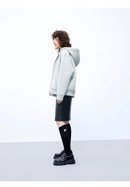 【断码 清仓 凑单】 MO&CO 空气棉外套 女士 空气棉 中灰色 卫衣外套 商品图9