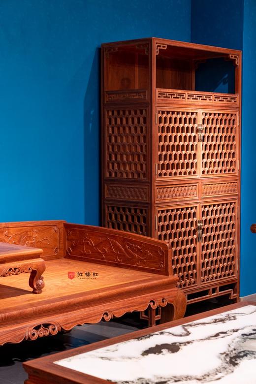 红桥红  家具严选  缅甸花梨（大果紫檀）【188 龟背纹亮格柜】 商品图6