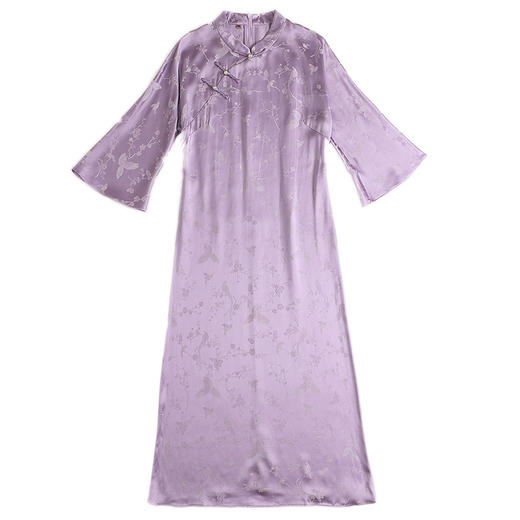 【AYK】醋酸提花改良立领七分袖长款宽松旗袍国风复古连衣裙2023秋新女装 商品图4