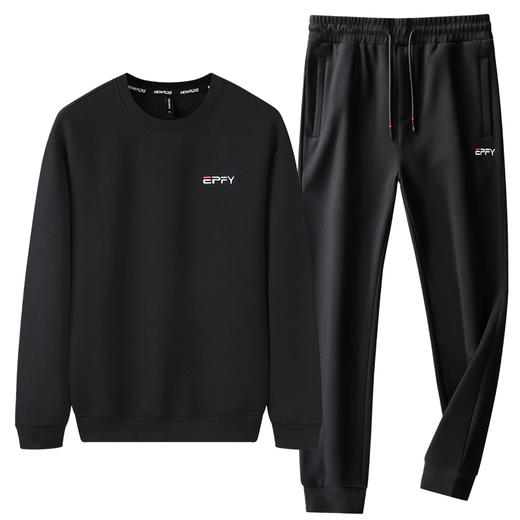 【新款DZP】大依优型大码加绒套装卫衣裤子长袖弹力加肥加大胖子上衣男士T恤肥佬打底男装保暖 商品图1