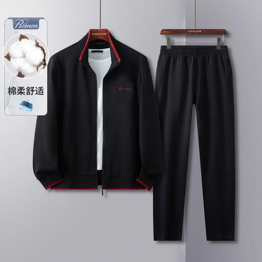 【上衣+裤子】罗蒙春秋款男士休闲套装时尚简约学院风青少年运动套装男 商品图3