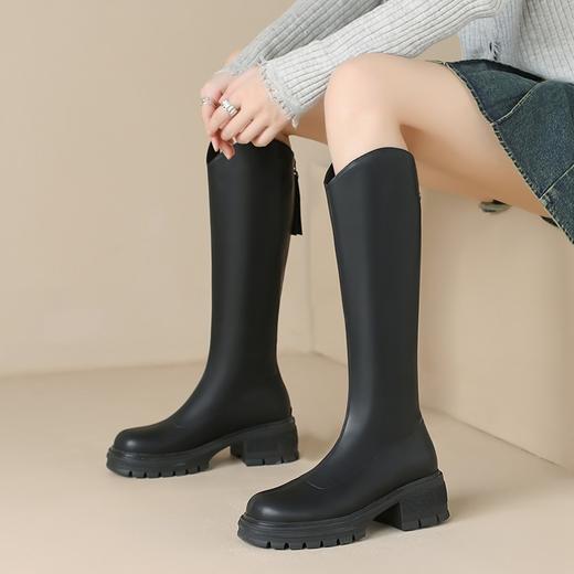 ZHR长筒靴女2023年秋季新款百搭显瘦加绒休闲飒爽加绒骑士长筒靴 商品图1