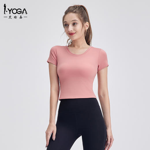 IYOGA透气舒适瑜伽运动短袖带垫垫T062 商品图1
