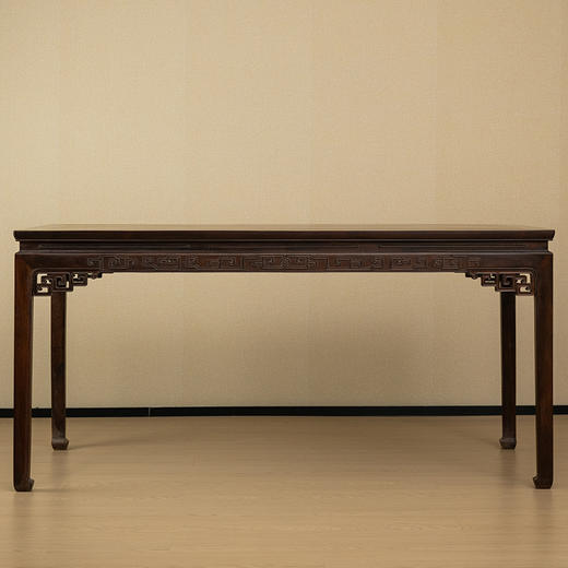 清 红木束腰马蹄腿拐子纹画桌 商品图0