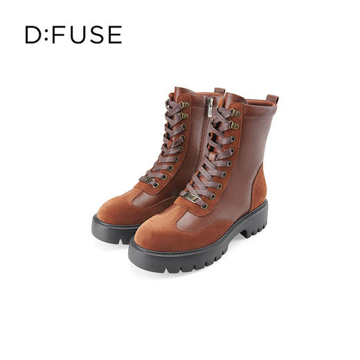 Dfuse迪芙斯冬季款圆头经典系带马丁靴厚底短靴女DF34116001 商品图0