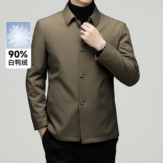 【新款DXS】大依优型大码羽绒服纽扣翻领经典加肥加上衣外套商务休闲男士老干部风肥佬胖子 商品图0