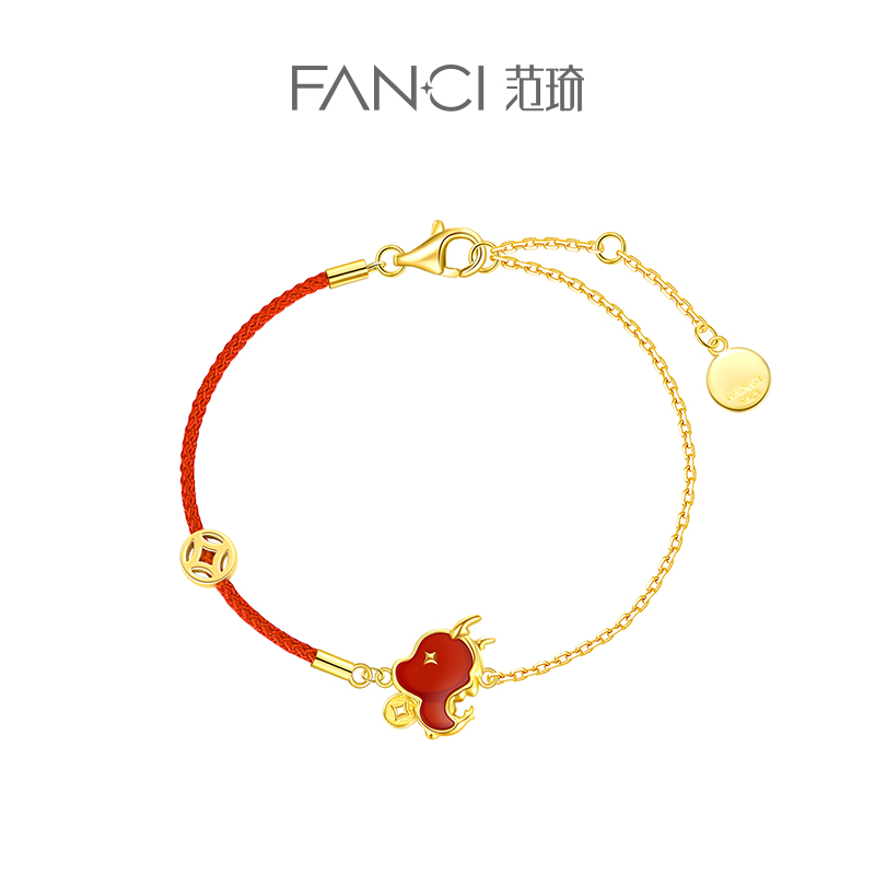 【暴富龙半红绳手链】范琦龙年生肖系列 龙年限定精美礼盒 S925银镶嵌红玛瑙材质手链 顺丰包邮