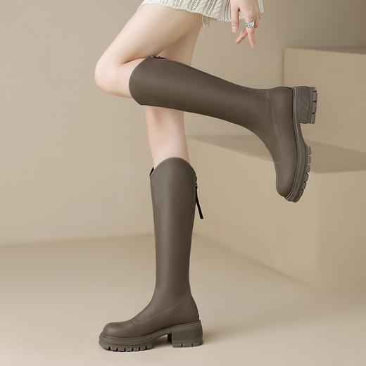 ZHR长筒靴女2023年秋季新款百搭显瘦加绒休闲飒爽加绒骑士长筒靴 商品图7