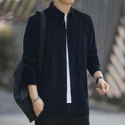 红览 纯棉灯芯绒长袖衬衫休闲百搭条绒简约衬衣外套C601 商品图2