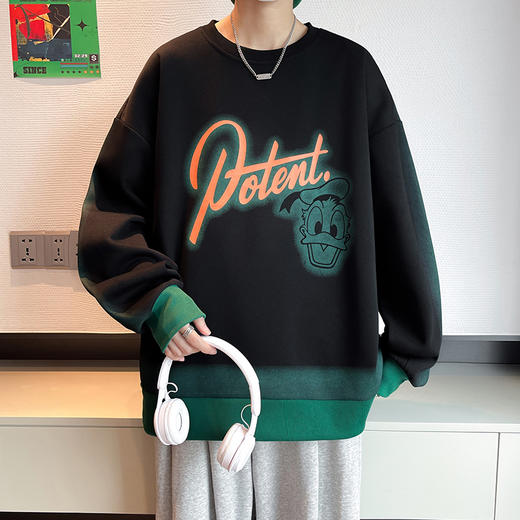 【一口价】【新款DPJ】大依优型大码印花长袖卫衣加肥加大肥佬休闲宽松透气上衣秋装打底男士胖子 商品图0