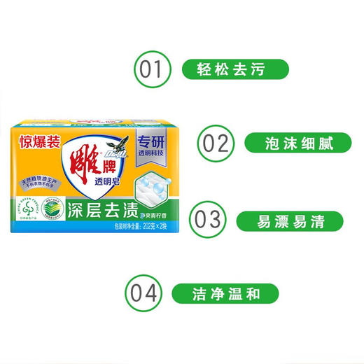【DZ】202g*2雕牌透明皂(惊爆装)N5  202g*2块  肥皂     24个/箱 商品图1