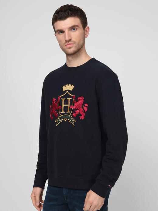 秋季新款 男士休闲时尚 精致家族徽章刺绣图案 圆领套头卫衣 T-1209 商品图2