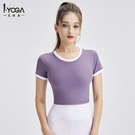 IYOGA短款绑带设计款瑜伽短袖带垫垫T061