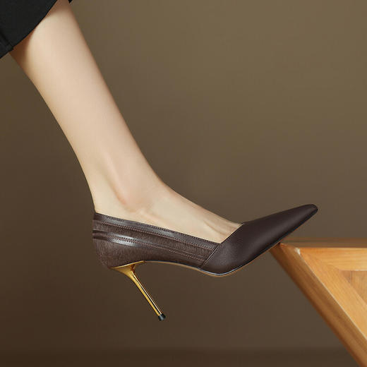 尖头细跟高跟鞋，牛皮性感百搭轻奢时尚女鞋SC-S116 商品图1