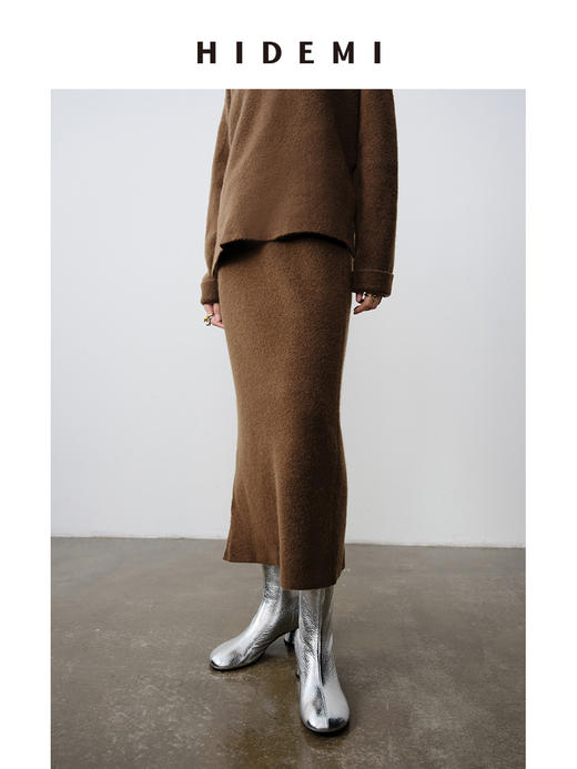 HIDEMI 骆驼毛羊毛花纱混纺加厚款毛衣半身裙套装 毛衣/半身裙 商品图8