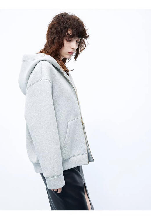 【断码 清仓 凑单】 MO&CO 空气棉外套 女士 空气棉 中灰色 卫衣外套 商品图8