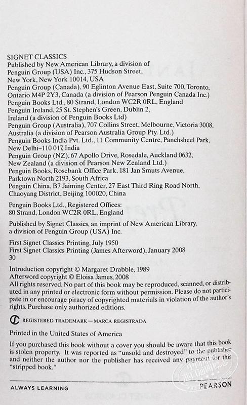 【中商原版】傲慢与偏见 Signet Classics Pride and Prejudice 英文原版 简 奥斯汀 Jane Austen 商品图3