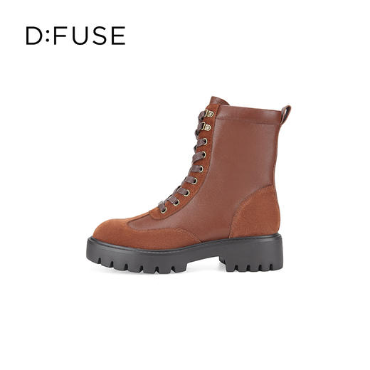Dfuse迪芙斯冬季款圆头经典系带马丁靴厚底短靴女DF34116001 商品图1