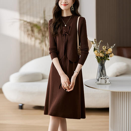 洋气收腰显瘦，马甲背心毛衣裙两件套CC-LL846 商品图2