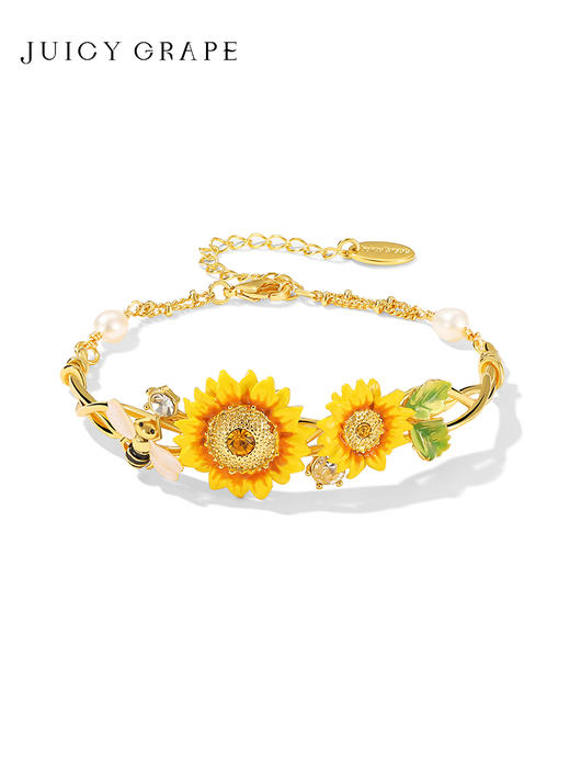 【超值秒杀】Juicy Grape原创轻奢甜美珐琅向日葵花朵手镯手链新女生生日礼物 商品图0