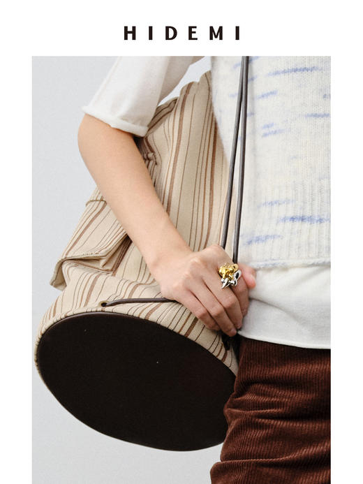 HIDEMI 河流水滴系列流线型设计感开口式金银拼色戒指 商品图2